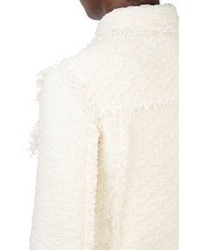Nina Ricci Self Fringed Tweed Jacket White