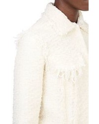 Nina Ricci Self Fringed Tweed Jacket White