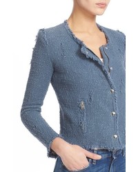IRO Snap Front Crop Cotton Tweed Jacket