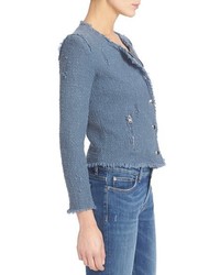 IRO Snap Front Crop Cotton Tweed Jacket