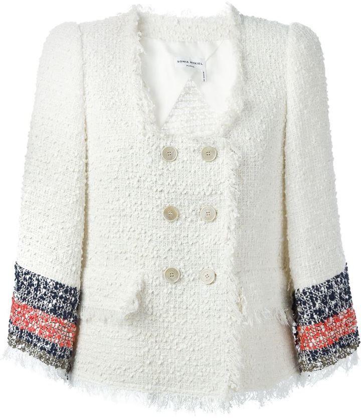 Sonia Rykiel Contrasting Sleeve Stripe Tweed Jacket, $1,573