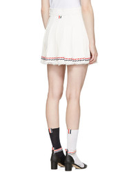 Thom Browne White Selvedge Tweed Pleated Miniskirt