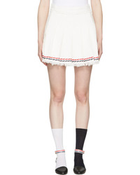 Thom Browne White Selvedge Tweed Pleated Miniskirt