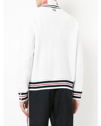 Thom Browne Boxy V Neck Pullover With Cricket Stripe In Chunky Basket Stitch