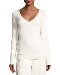 The Row Candice Ribbed V Neck Sweater