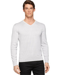 Calvin Klein Ck Premium Multi Texture Block Slim Fit V Neck Sweater