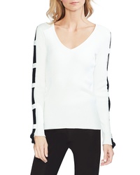 Vince Camuto Contrast Sleeve Ribbed Sweater