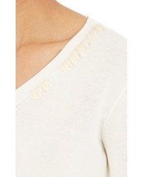 Nina Ricci Embroidered V Neck Sweater Ivory