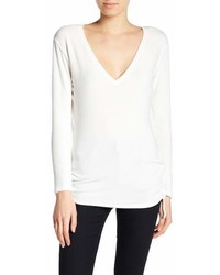 Go Couture Side Tie V Neck Pullover