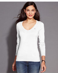 tommy hilfiger white sweater women's