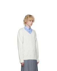 Maison Margiela Off White Gauge 7 V Neck Sweater