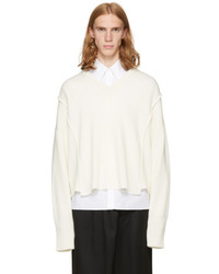 Christian Dada Off White Oversized Detached V Neck Sweater