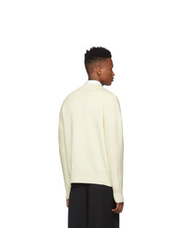 AMI Alexandre Mattiussi Off White Oversized V Neck Sweater