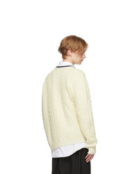Lanvin Off White Wool And Alpaca V Neck Sweater
