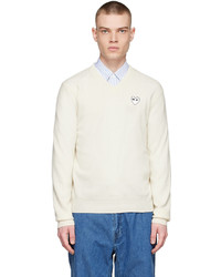 Comme Des Garcons Play Off White Wool Sweater