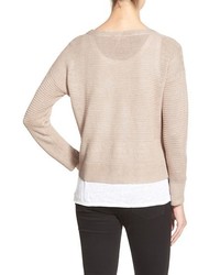 Eileen Fisher Organic Linen V Neck Boxy Sweater