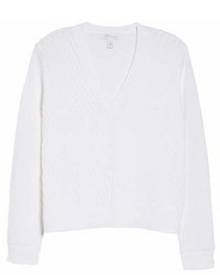 Nordstrom Signature Textured Front V Neck Sweater