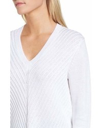 Nordstrom Signature Textured Front V Neck Sweater