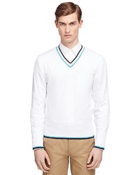 Brooks Brothers Two Color Tipped V Nck Sweater