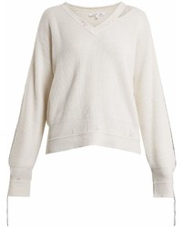 Helmut Lang V Neck Cotton Blend Sweater