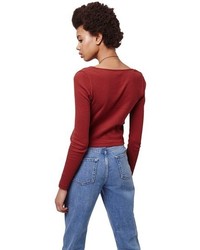 Topshop V Neck Crop Sweater