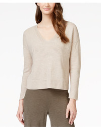 Eileen Fisher V Neck Linen Boxy Sweater