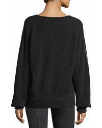 Helmut Lang V Neck Long Sleeve Cotton Cashmere Rib Knit Sweater