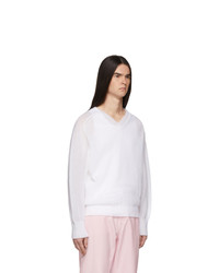 Our Legacy White Bubble Knit V Neck Sweater