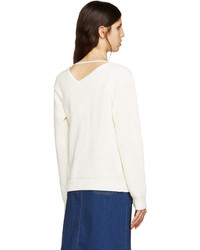MSGM White Wool Angular Sweater