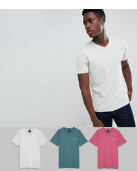 Abercrombie & Fitch 3 Pack V Neck T Shirt In Greenredgrey Marl
