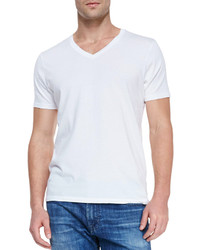 AG Jeans Ag Short Sleeve V Neck T Shirt White