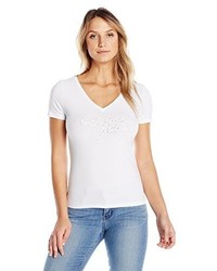 Armani Jeans Stretch Cotton Jersey Logo Short Sleeve V Neck Tee