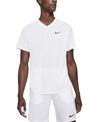Nike Court Dri Fit Victory V Neck T Shirt In Whitewhiteblack At Nordstrom