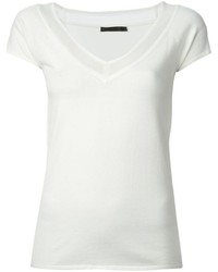 Donna Karan Sheer Trim V Neck T Shirt