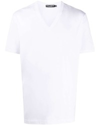 Dolce & Gabbana Embroidered Logo V Neck T Shirt
