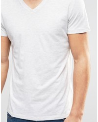 Esprit V Neck T Shirt In White Melange