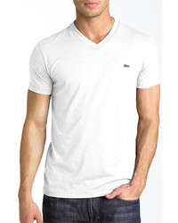 Lacoste V Neck Pima Cotton T Shirt White 4xlt