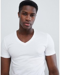 ASOS DESIGN Muscle Fit T Shirt With V Neck And Stretch In White