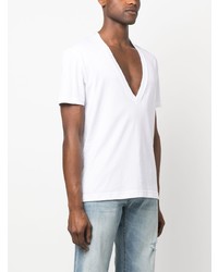 Dolce & Gabbana Plunging V Neck Cotton T Shirt
