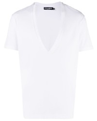 Dolce & Gabbana Plunging V Neck Cotton T Shirt