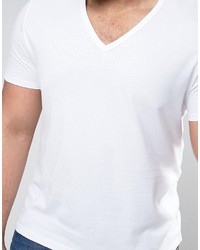 Asos Plus T Shirt With Deep V Neck In White