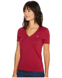Lacoste Short Sleeve Solid V Neck Jersey Tee T Shirt