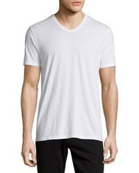 Vince Short Sleeve V Neck Jersey T Shirt White