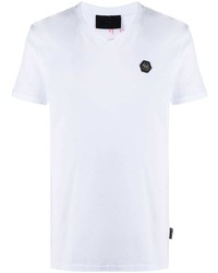 Philipp Plein Skull Logo Patch Cotton T Shirt