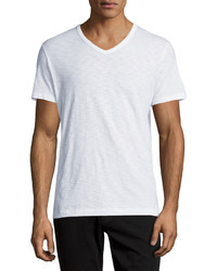 Vince Slub Jersey V Neck T Shirt White