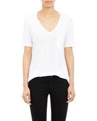 Alexander Wang T By Single Pocket V Neck T Shirt White