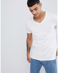 ASOS DESIGN T Shirt With V Neck In White