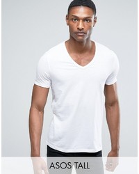 Asos Tall T Shirt With Deep V Neck In White