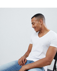 ASOS DESIGN Tall T Shirt With Deep V Neck In White