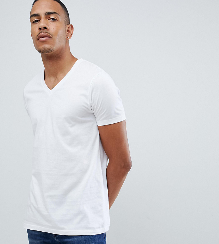 DESIGN Tall T Shirt V Neck In White, $5 | Asos |
